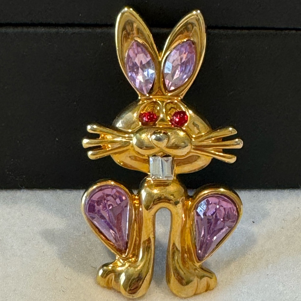 Vintage Bunny Brooch with Jewels